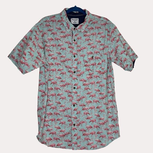Distortion Other - Distortion Mens Modern Flamingo Print Hawaiian Shirt Top XL